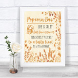 Autumn Leaves Popcorn Bar Personalized Wedding Sign
