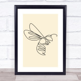 Block Colour Line Art Wasp Decorative Wall Art Print