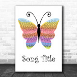 Any Song Custom Rainbow Butterfly Personalized Lyrics Print