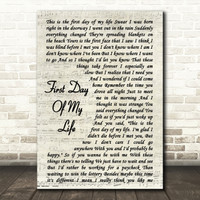 Bright Eyes First Day Of My Life Script Heart Song Lyric Print Red Heart Print