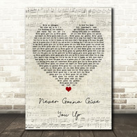 Rick Astley Never Gonna Give You Up Vintage Script Song Lyric Music Print Red Heart Print - rick astley never gonna give you up roblox