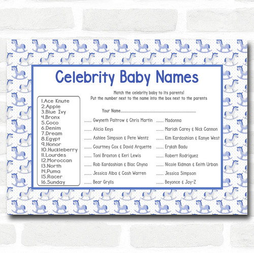 Boys Blue Rocking Horse Baby Shower Games Celebrity Baby Name
