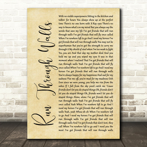 The Script Run Through Walls Rustic Script Song Lyric Quote Music Poster Print Red Heart Print