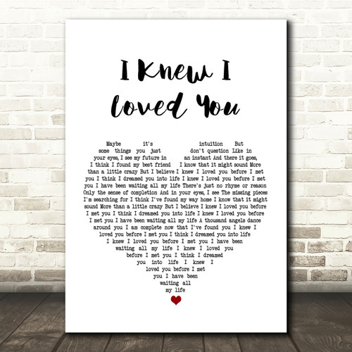 Savage Garden I Knew I Loved You Script Heart Song Lyric Print
