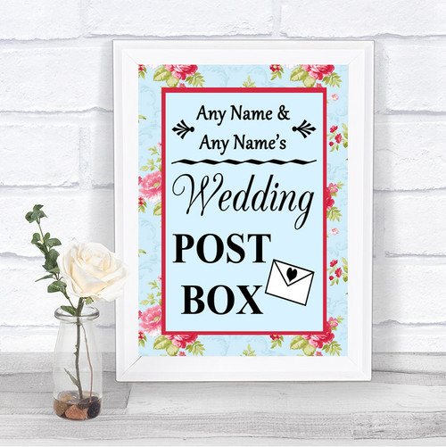 Floral Chalk Board Style Cards Post Box Personalised Wedding Sign