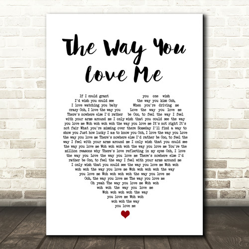 Faith Hill The Way You Love Me Script Heart Song Lyric Print Red Heart Print