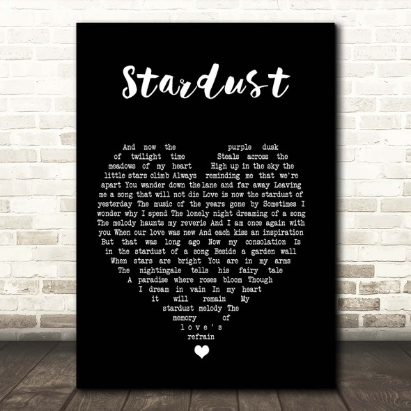 Nat King Cole Stardust Black Heart Song Lyric Print