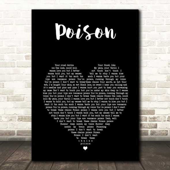 Alice Cooper Poison Black Heart Song Lyric Print