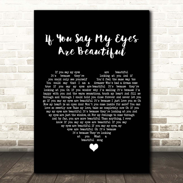 Jermaine Jackson & Whitney Houston If You Say My Eyes Are Beautiful Black Heart Song Lyric Print