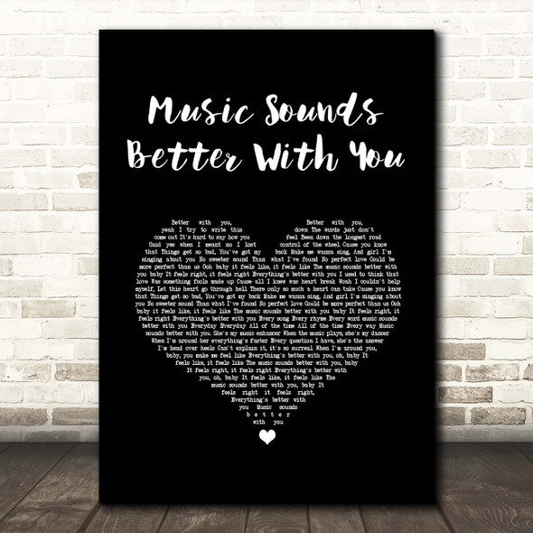 Big Time Rush Music Sounds Better With You Black Heart Song Lyric Print