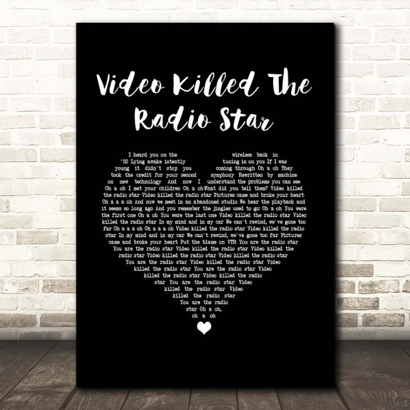 The Buggles Video Killed The Radio Star Black Heart Song Lyric Print