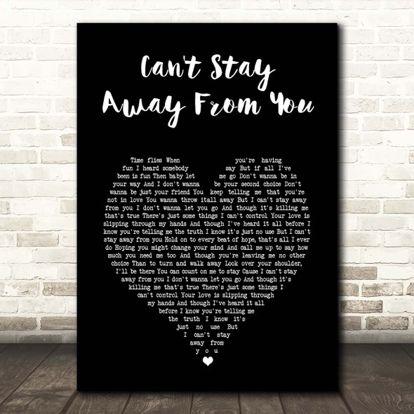 Gloria Estefan Can't Stay Away From You Black Heart Song Lyric Print