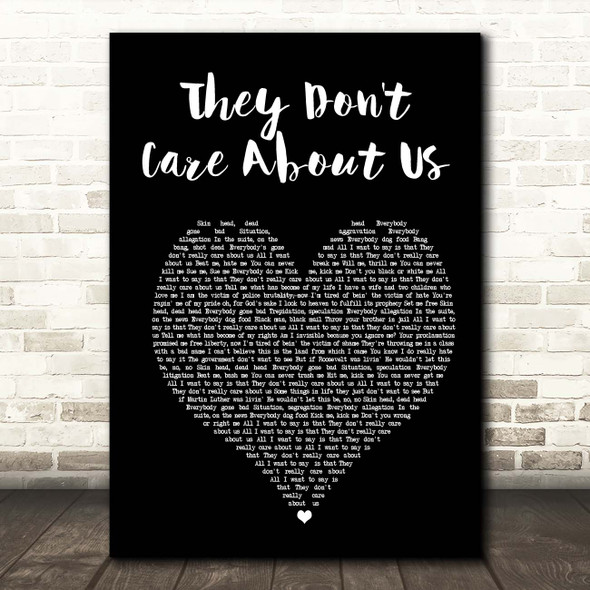 Michael Jackson They Don't Care About Us Black Heart Song Lyric Print