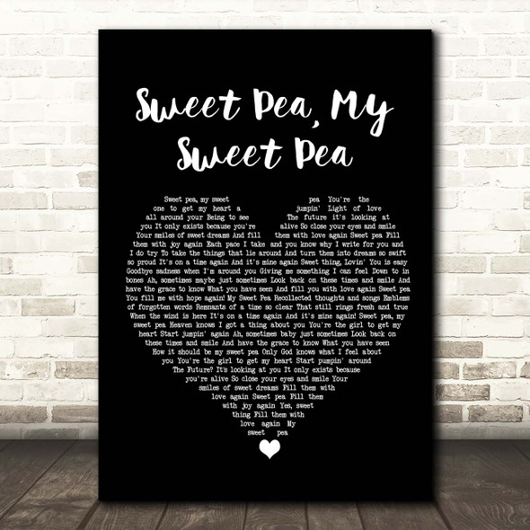 Paul Weller Sweet Pea, My Sweet Pea Black Heart Song Lyric Print