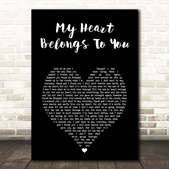 Jim Brickman My Heart Belongs to You Black Heart Song Lyric Print