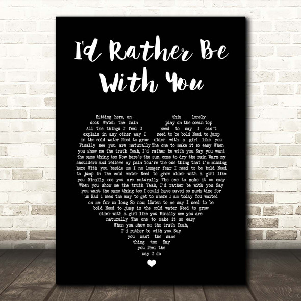 Joshua Radin I'd Rather Be With You Black Heart Song Lyric Print