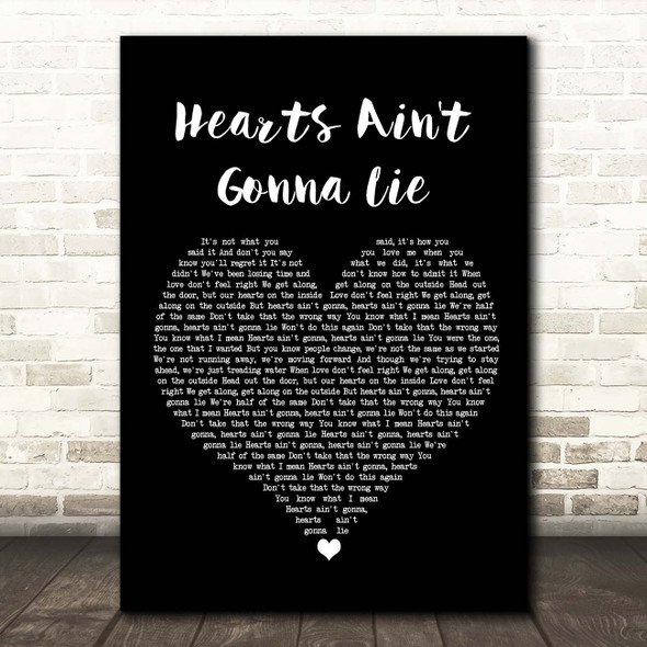 Arlissa Hearts Ain't Gonna Lie Black Heart Song Lyric Print