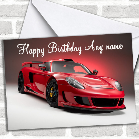 Porsche Carrera Gt Red Personalized Birthday Card