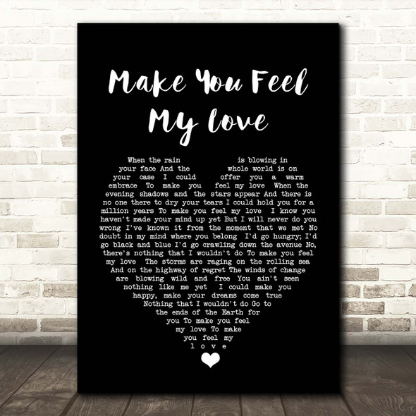 Adele Make You Feel My Love Black Heart Song Lyric Print