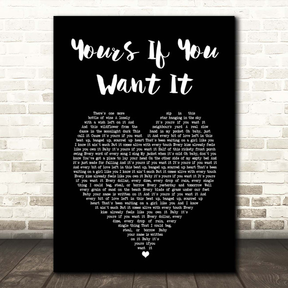 Rascal Flatts Yours If You Want It Black Heart Song Lyric Print