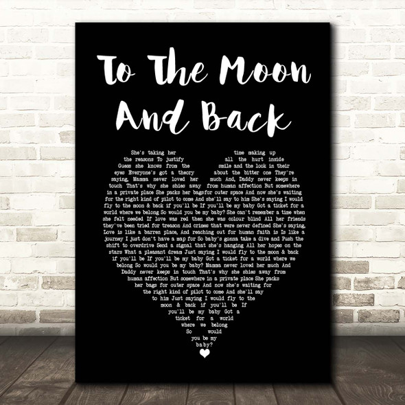 Savage Garden To The Moon And Back Black Heart Song Lyric Print