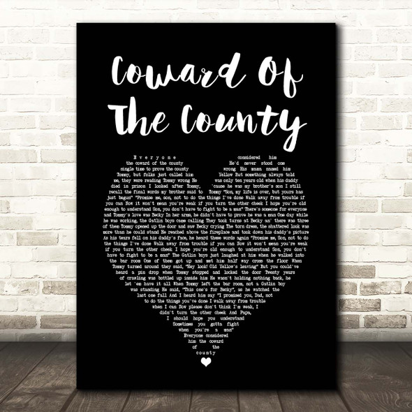 Kenny Rogers Coward Of The County Black Heart Song Lyric Print