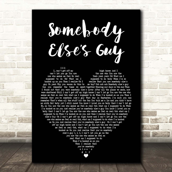 Jaycelyn Brown Somebody Elses Guy Black Heart Song Lyric Print