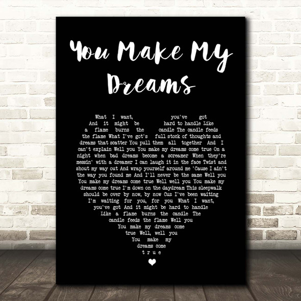 Tim Halperin You Make My Dreams Black Heart Song Lyric Print