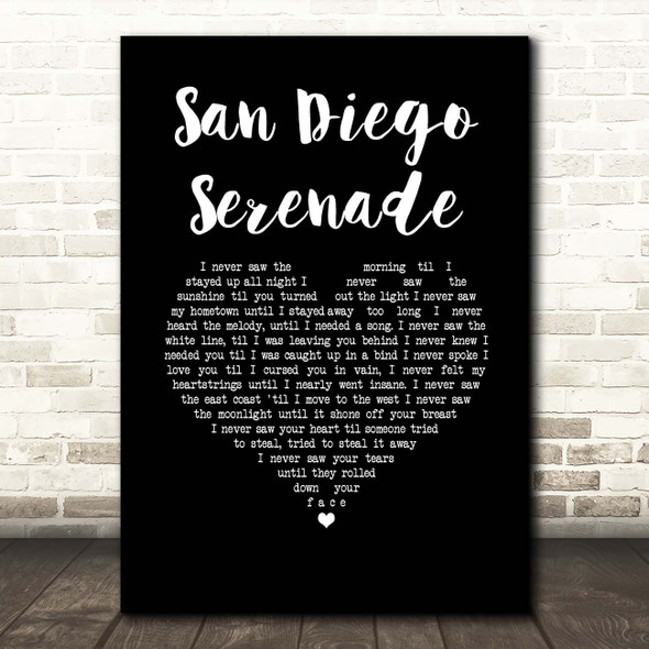 Tom Waits San Diego Serenade Black Heart Song Lyric Print