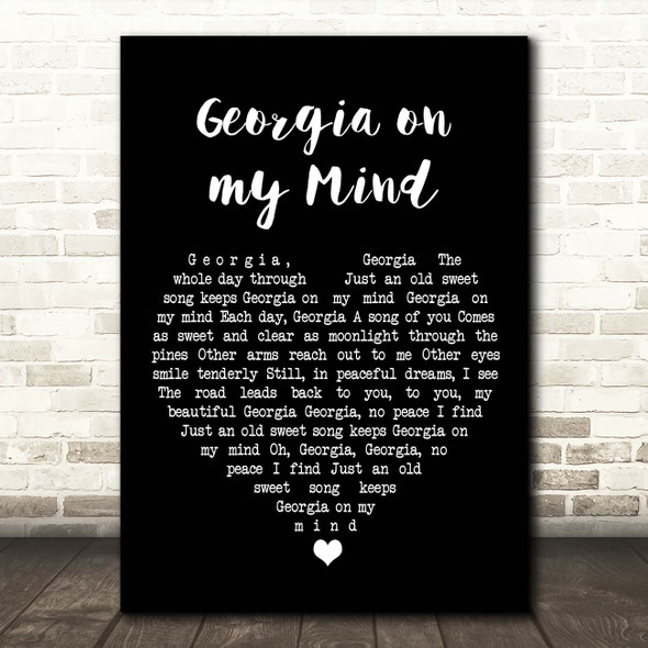 Hoagy Carmichael Georgia on my Mind Black Heart Song Lyric Print