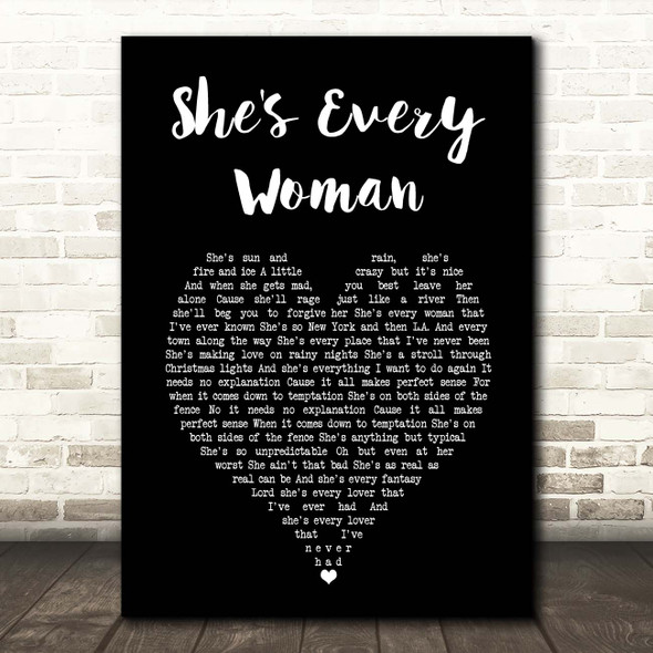 Garth Brooks She's Every Woman Black Heart Song Lyric Print