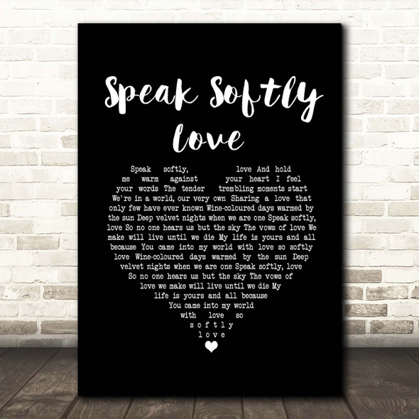 Andy Williams Speak Softly Love Black Heart Song Lyric Print