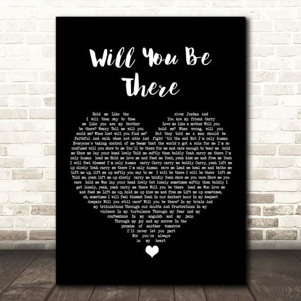 Michael Jackson Will You Be There Black Heart Song Lyric Print