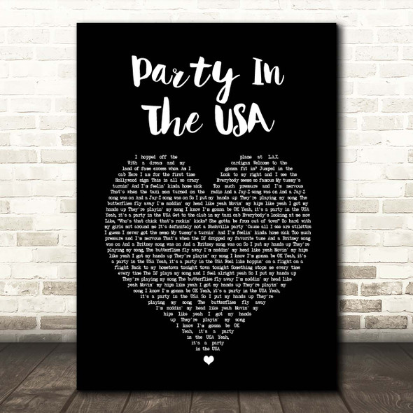 Miley Cyrus Party In The USA Black Heart Song Lyric Print