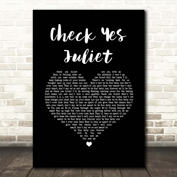 We The Kings Check Yes Juliet Black Heart Song Lyric Print