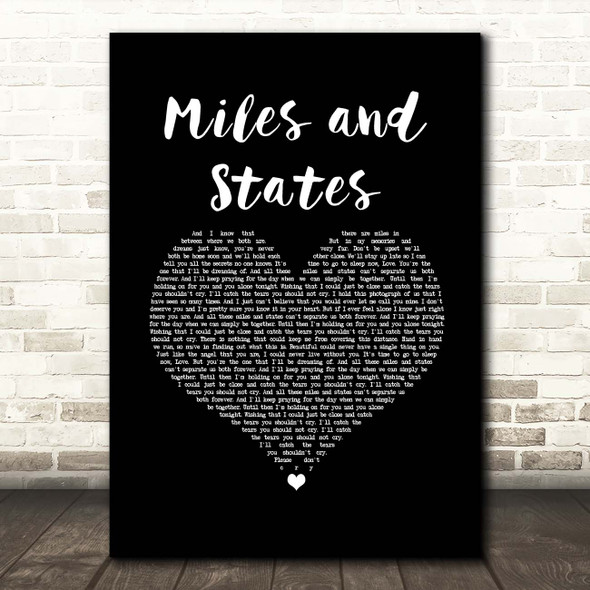 Abandoning Sunday Miles and States Black Heart Song Lyric Print