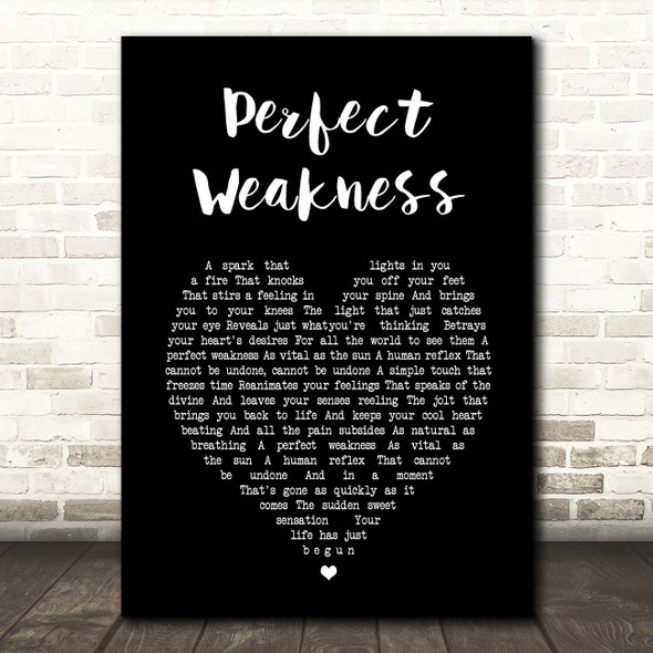 DIVISIONS Perfect Weakness Black Heart Song Lyric Print