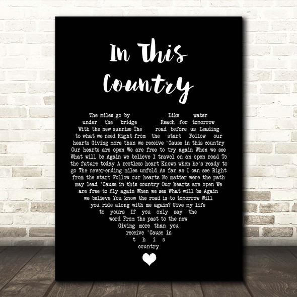 Robin Zander In This Country Black Heart Song Lyric Print