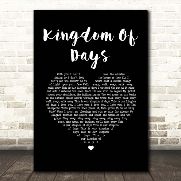 Bruce Springsteen Kingdom Of Days Black Heart Song Lyric Print