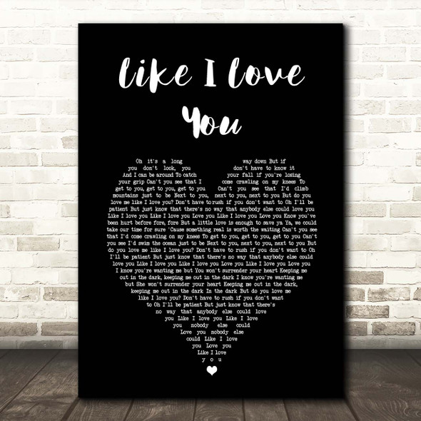 Lost Frequencies Like I Love You Black Heart Song Lyric Print