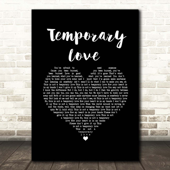Ben Platt Temporary Love Black Heart Song Lyric Print