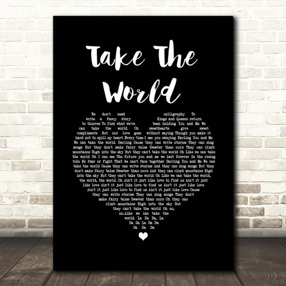 JOHNNYSWIM Take The World Black Heart Song Lyric Print