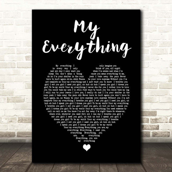 Next My Everything Black Heart Song Lyric Print