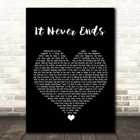 Bring Me The Horizon It Never Ends Black Heart Song Lyric Print