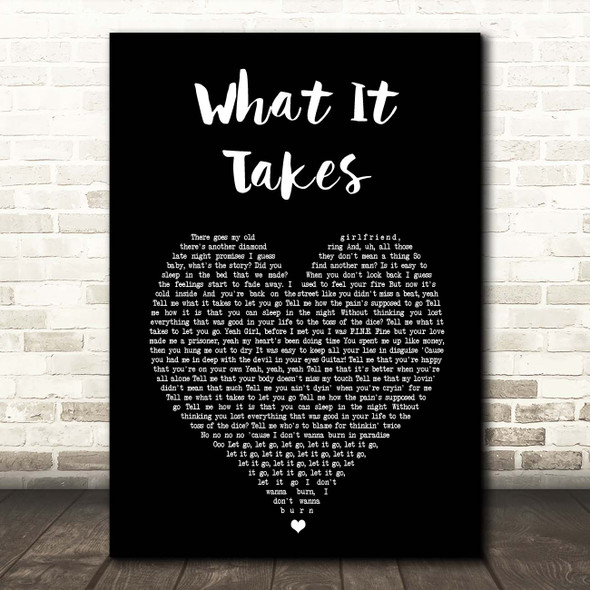 Aerosmith What It Takes Black Heart Song Lyric Print