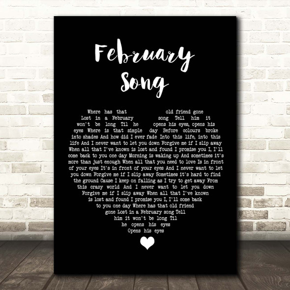 Josh Groban February Song Black Heart Song Lyric Print