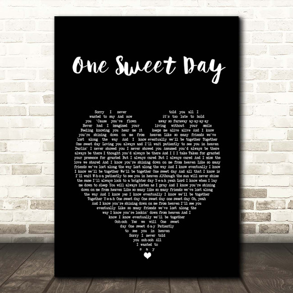 Mariah Carey One Sweet Day Black Heart Song Lyric Print