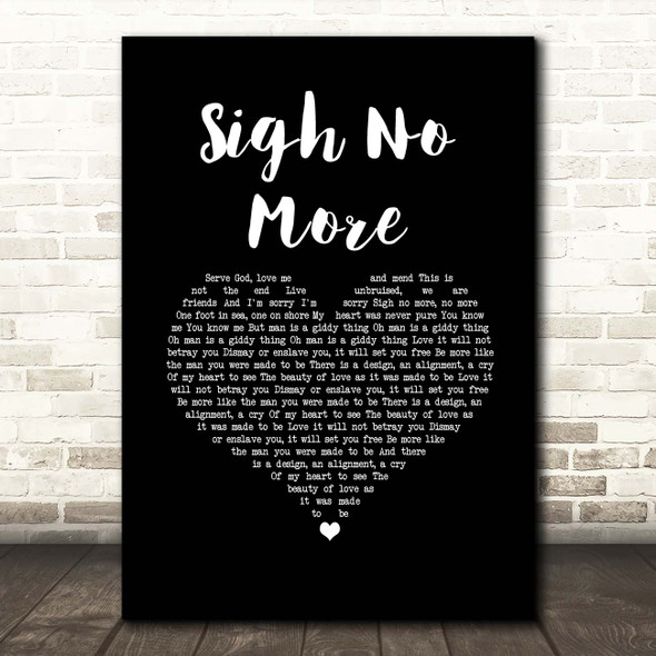 Mumford & Sons Sigh No More Black Heart Song Lyric Print