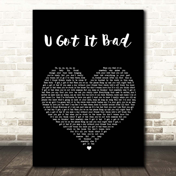 Usher U Got It Bad Black Heart Song Lyric Print