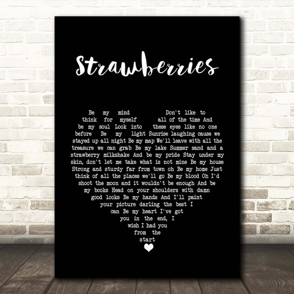 Caamp Strawberries Black Heart Song Lyric Print